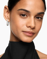 DY Madison® Smooth Hoop Earrings in Sterling Silver with Diamonds, 24.3mm